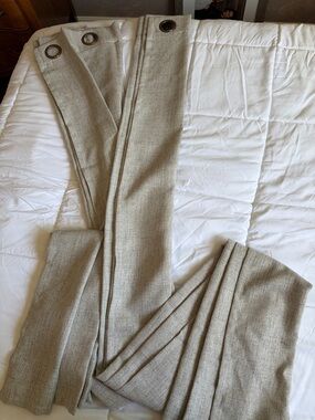 Neutral Textured Grommet-Top Curtain Panel